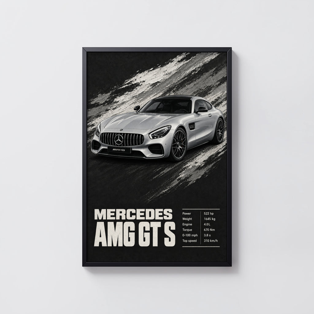 Vintage Mercedes AMG GT S Print, Car Wall Art