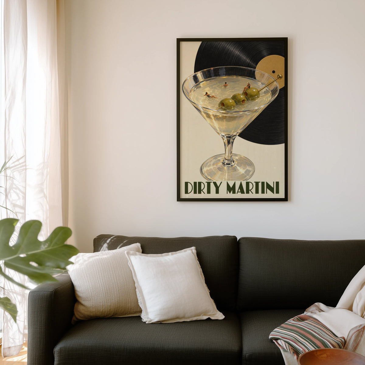 Vintage Dirty Martini Print Poster, Cocktail Wall Art