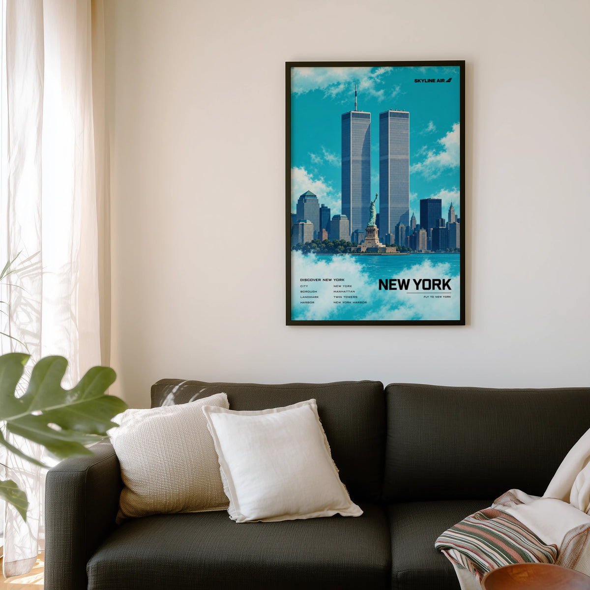 Vintage New York Poster, Twin Towers Wall Art Print