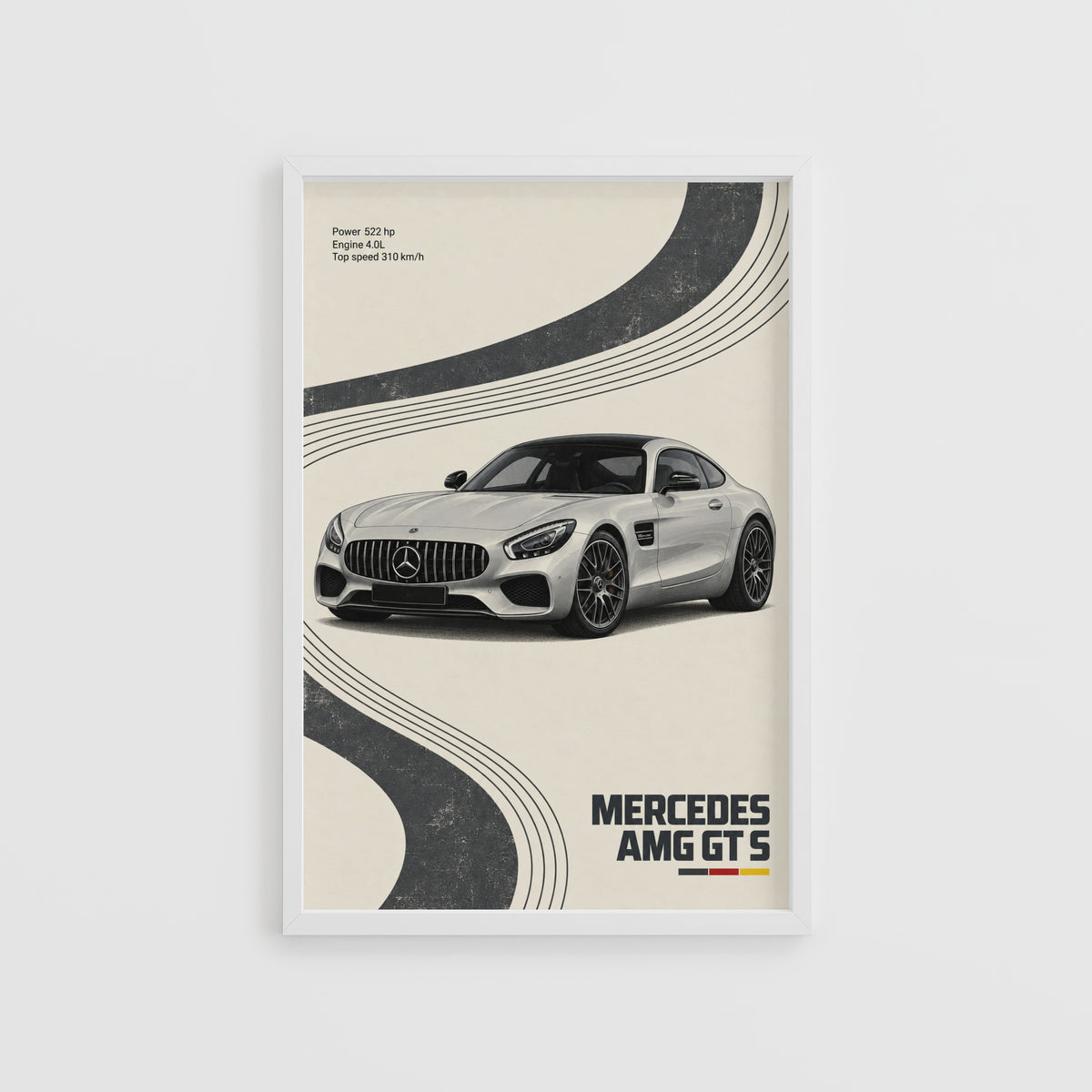 Vintage Mercedes AMG GT S Print, Car Wall Art