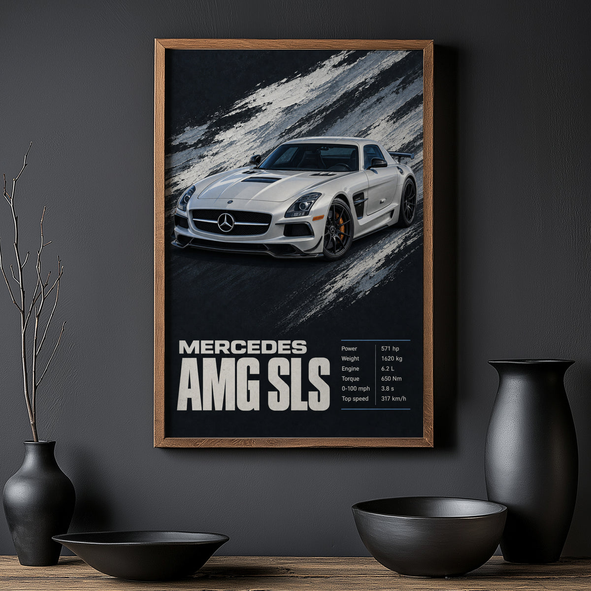 Vintage Mercedes AMG SLS Car Print, Supercar Poster