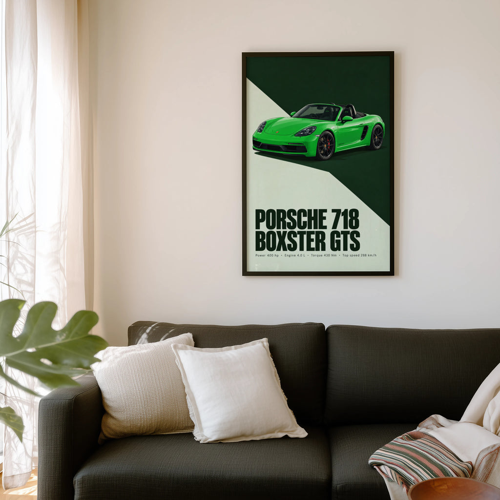 Vintage Porsche 718 Boxster GTS Print, Car Wall Art