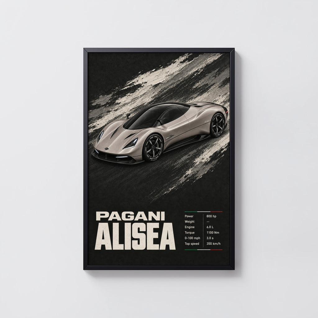 Vintage Pagani Alisea Hypercar Print, Car Poster Wall Art