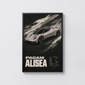 Vintage Pagani Alisea Hypercar Print, Car Poster Wall Art