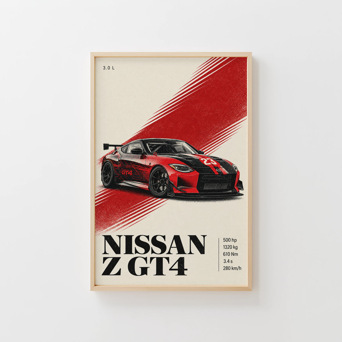 Vintage Nissan Z GT4 Print, Racing Car Wall Art