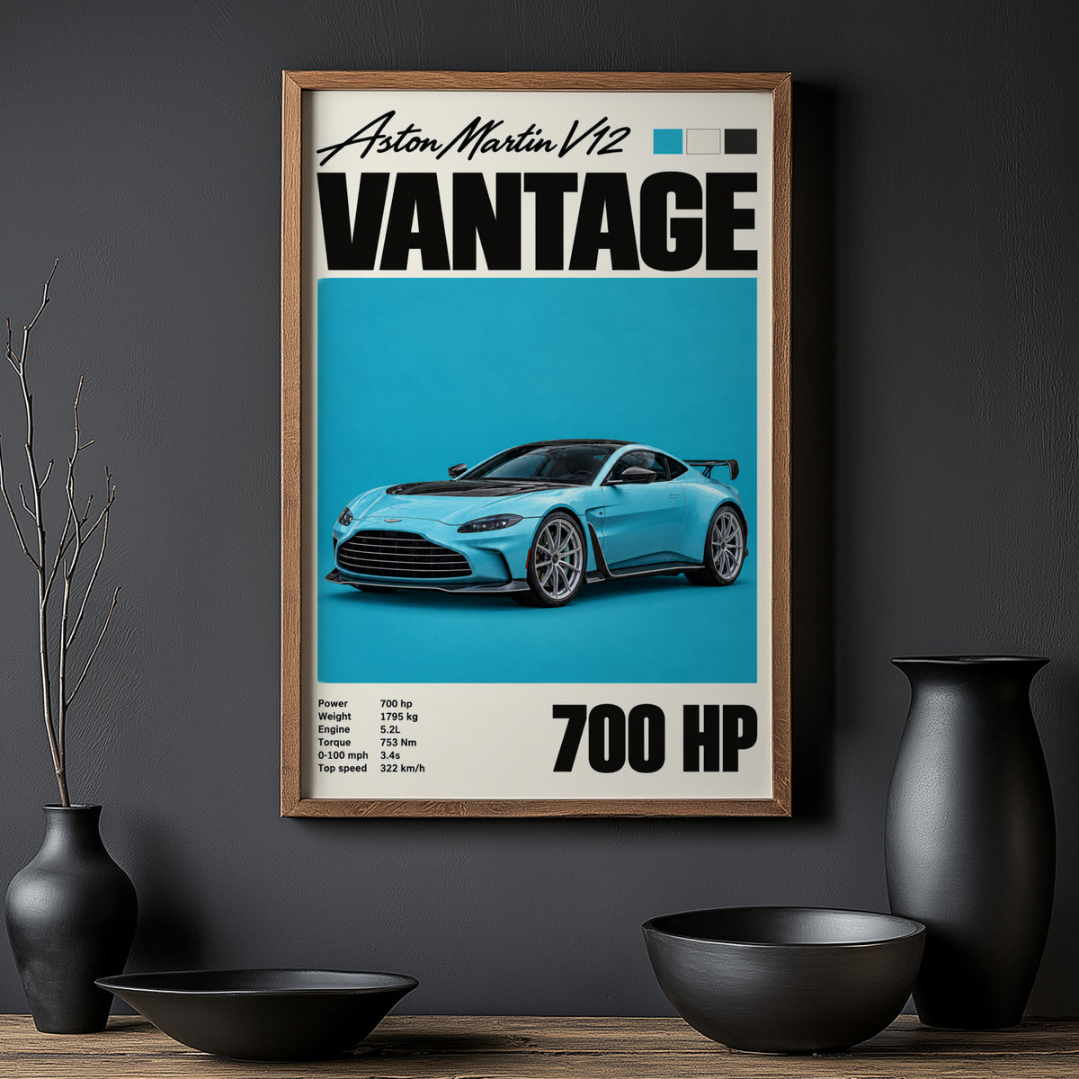 Vintage Aston Martin V12 Vantage Print, Car Art