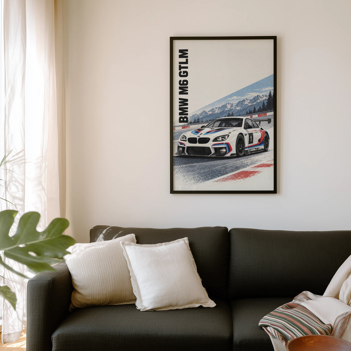 Vintage BMW M6 GTLM Print, Racing Wall Art