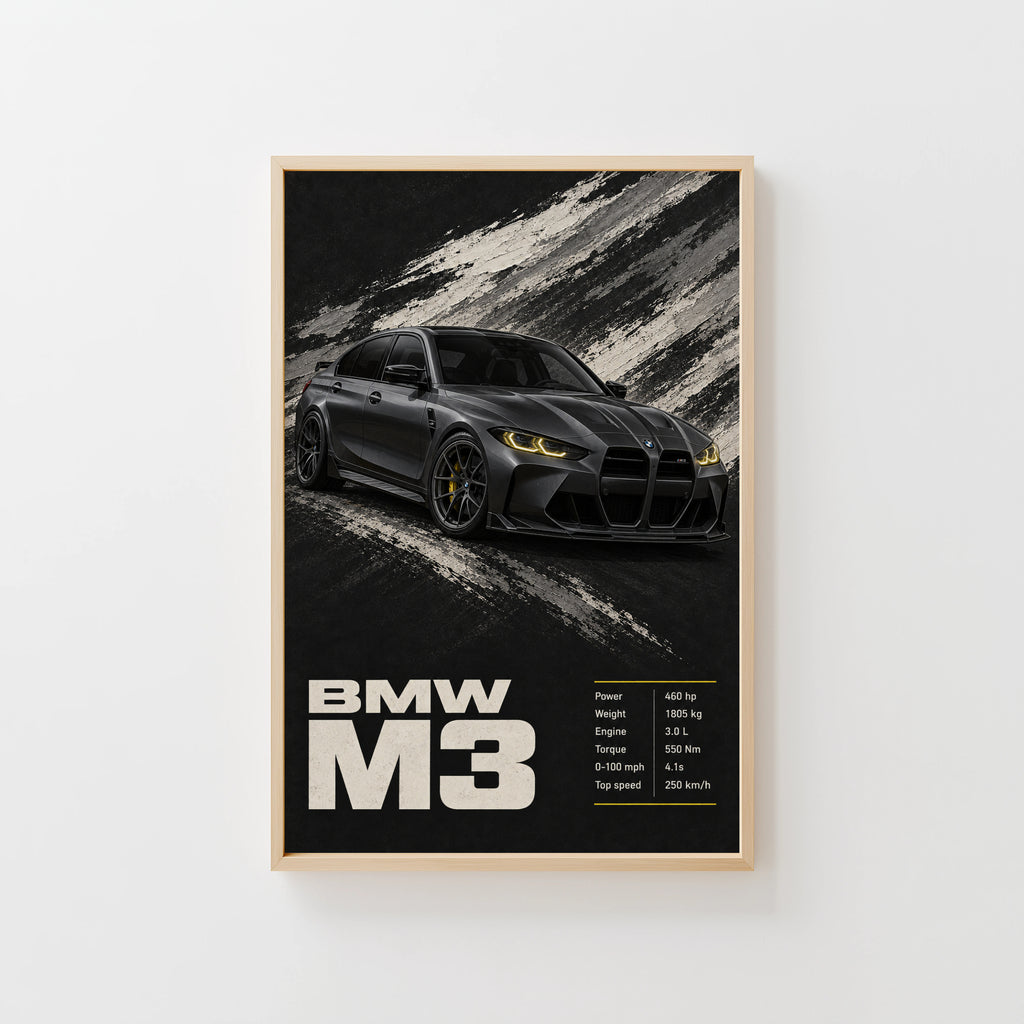 Vintage BMW M3 Car Print, Garage Wall Art