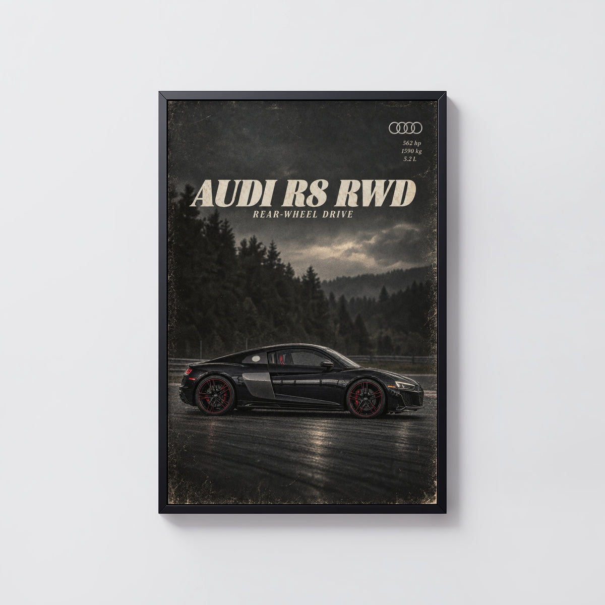 Vintage Audi R8 Print, Supercar Wall Art