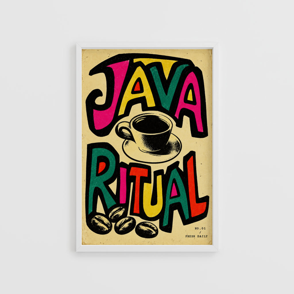 Vintage Java Ritual Coffee Print and Poster, Kitchen Art