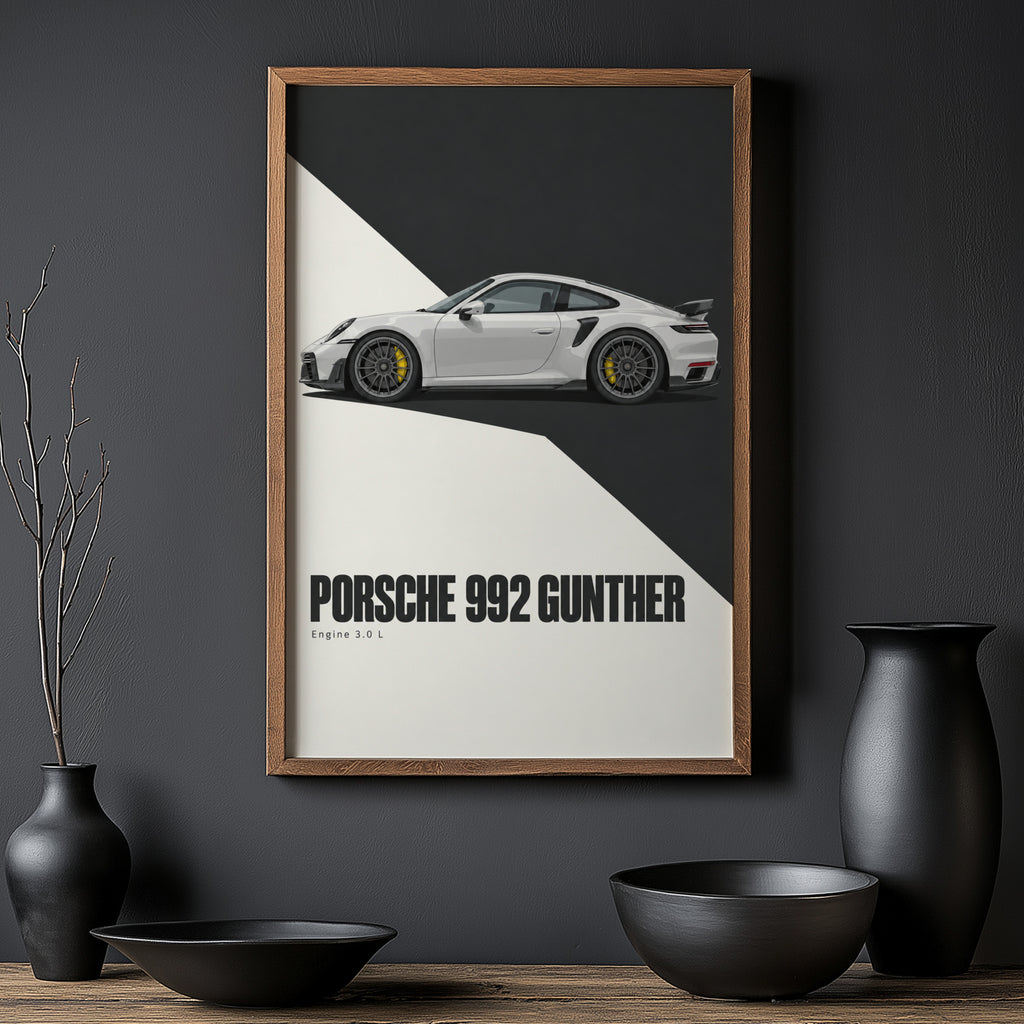 Vintage Porsche 992 Gunther Print, Car Wall Art