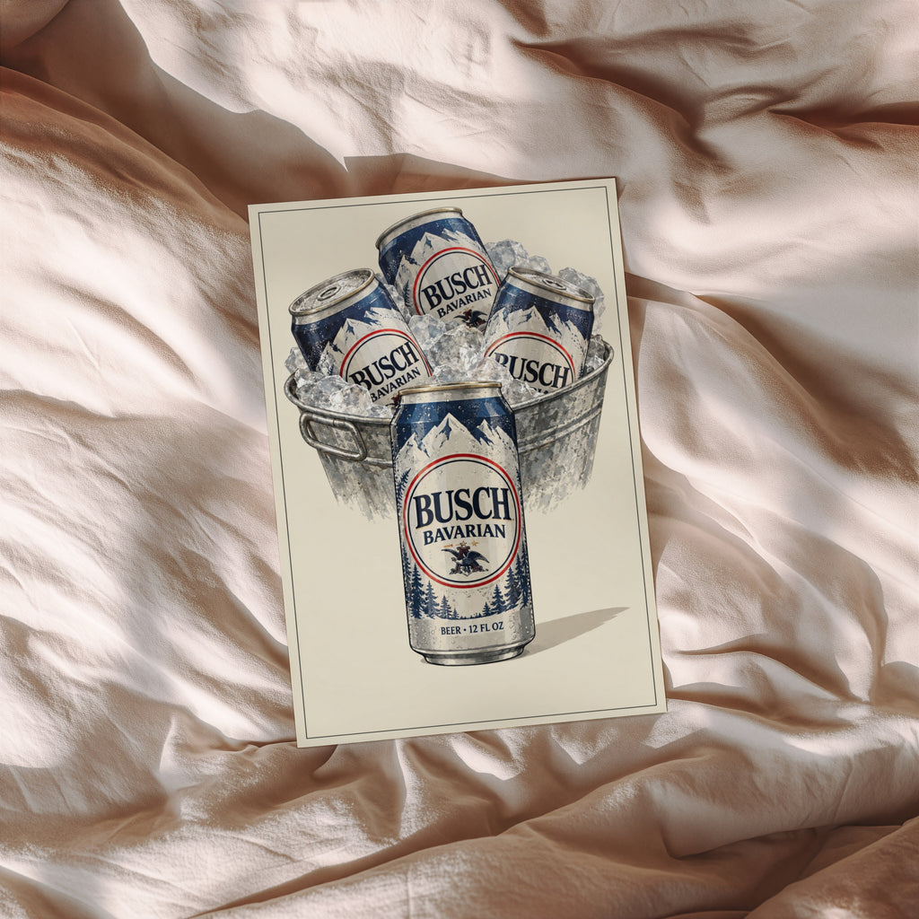 Vintage Busch Bavarian Beer Print, Bar Poster Wall Art