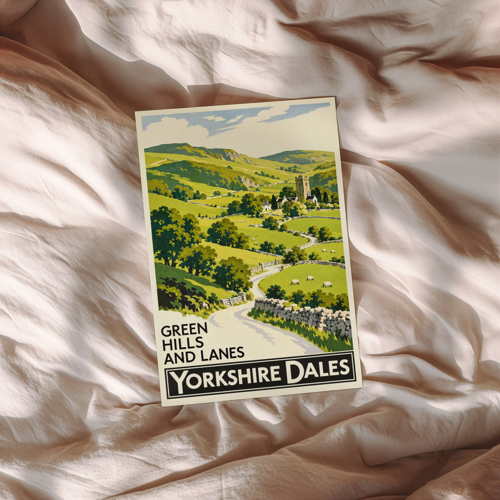 Vintage Yorkshire Dales Poster, Countryside Wall Art Print