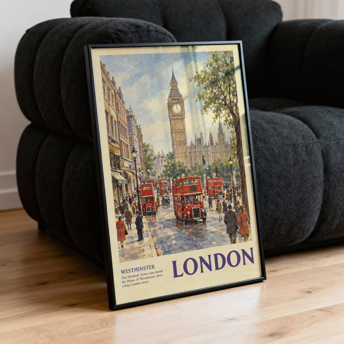 Vintage London Poster, Westminster Wall Art, Big Ben Print