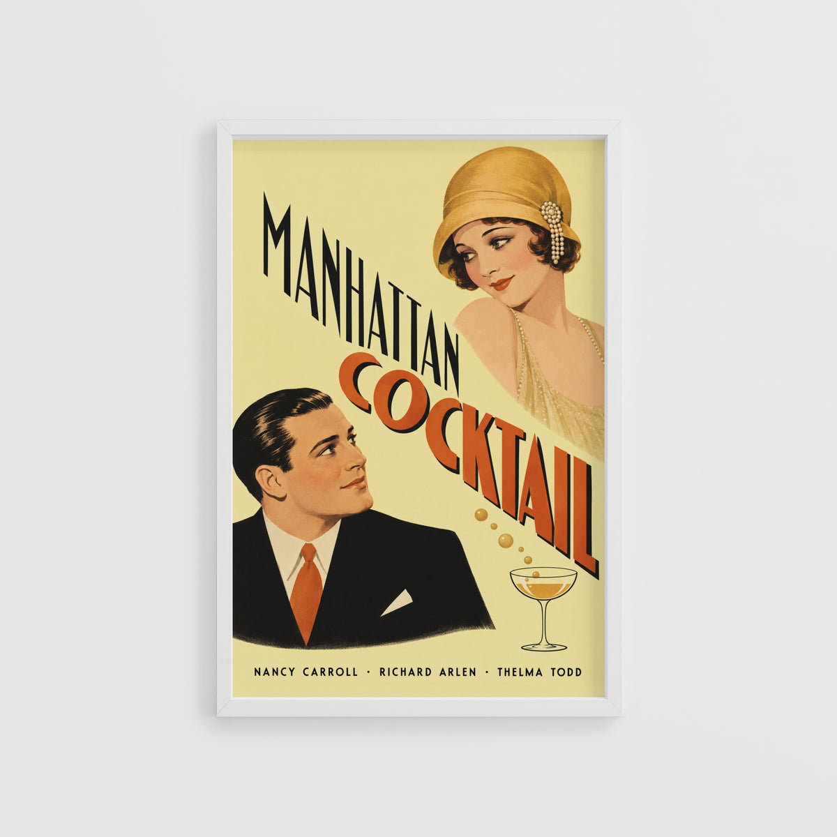 Vintage Manhattan Cocktail Print Poster, Art Deco Wall Art