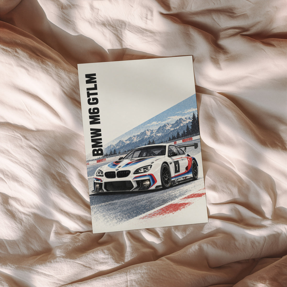 Vintage BMW M6 GTLM Print, Racing Wall Art