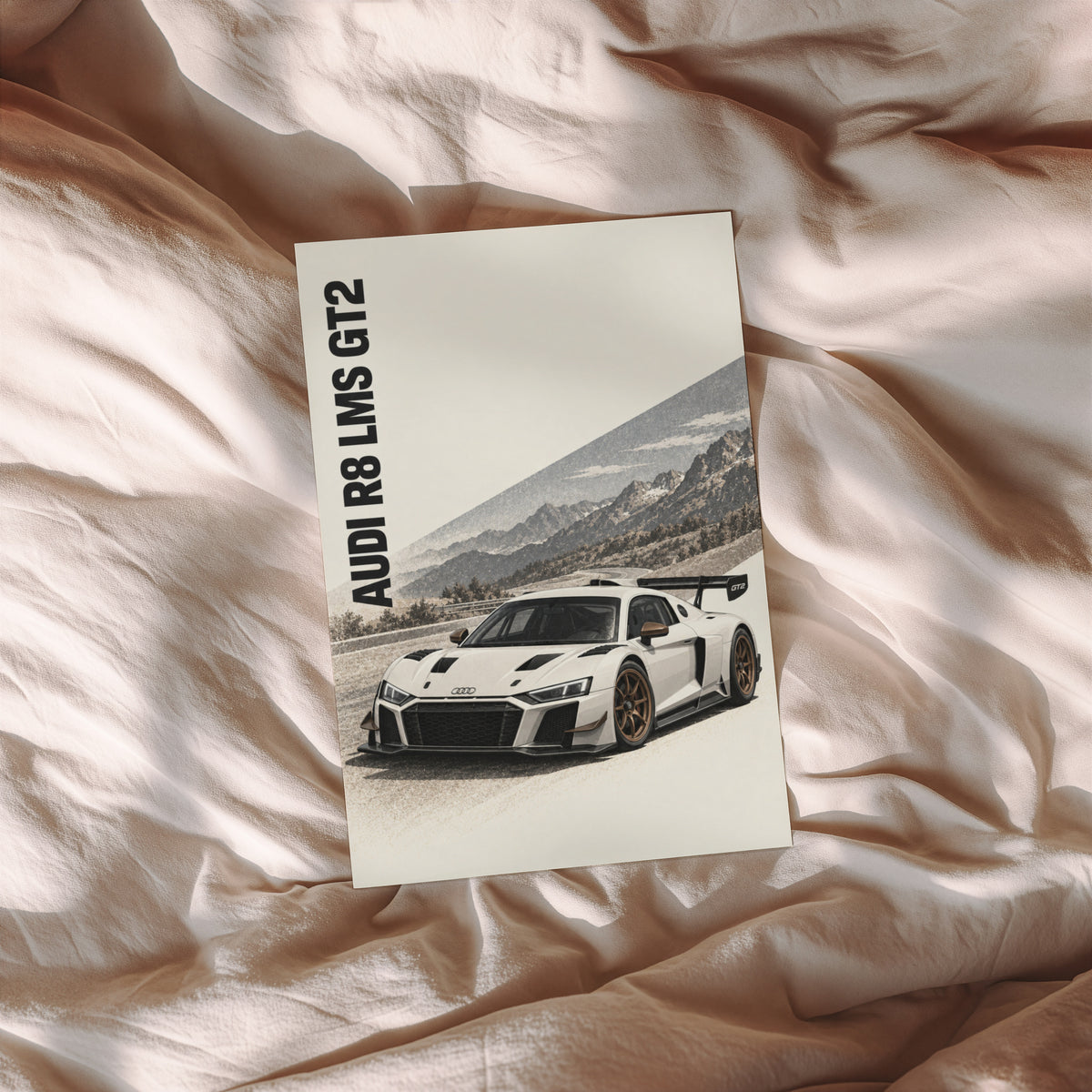 Vintage Audi R8 LMS GT2 Print, Racing Car Wall Art
