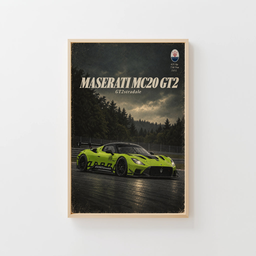 Vintage Maserati MC20 GT2 Print, Supercar Wall Art