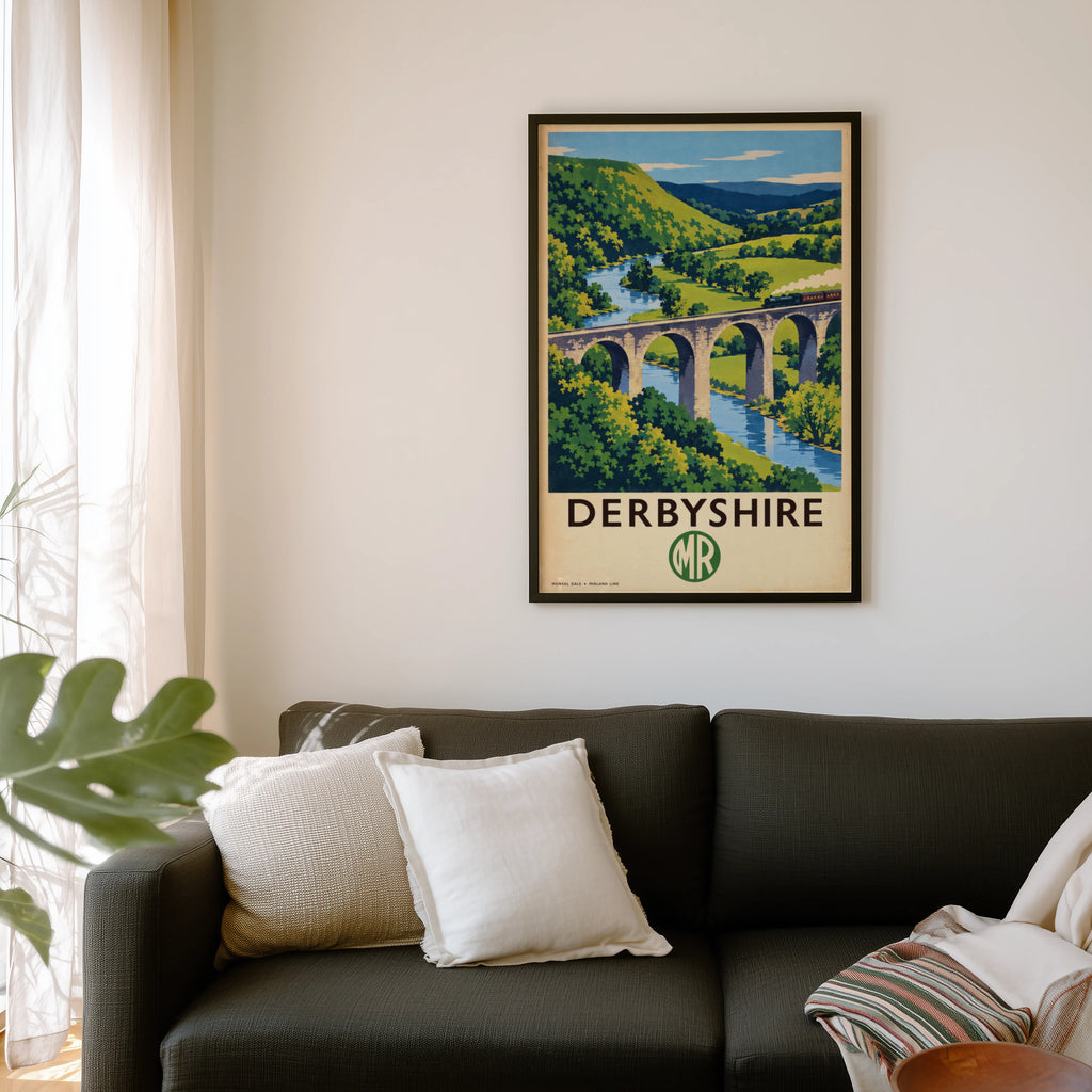 Vintage Derbyshire Print Poster, Monsal Dale Viaduct Art