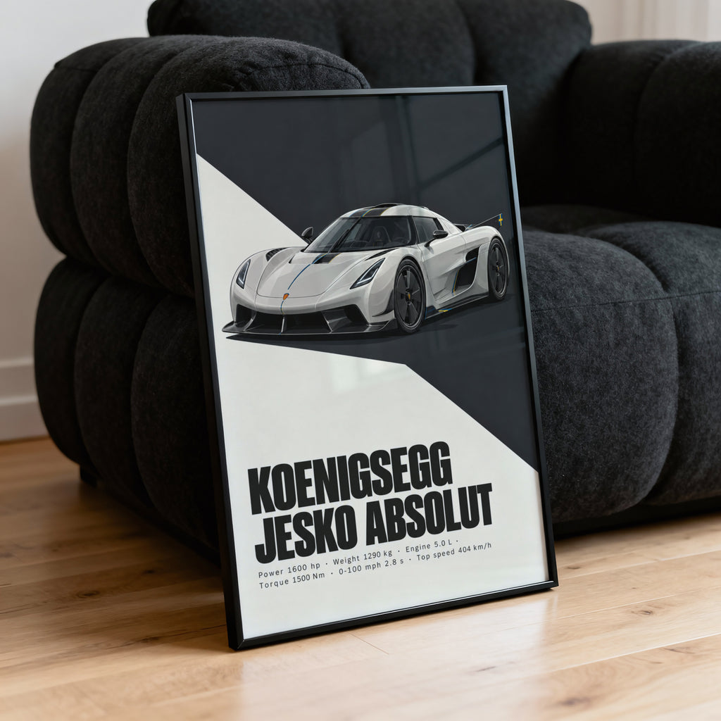 Vintage Koenigsegg Jesko Absolut Print, Car Art