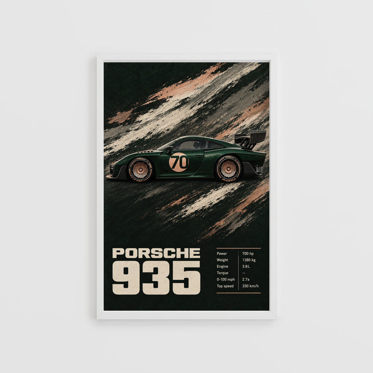 Vintage Porsche 935 Print, Race Car Wall Art