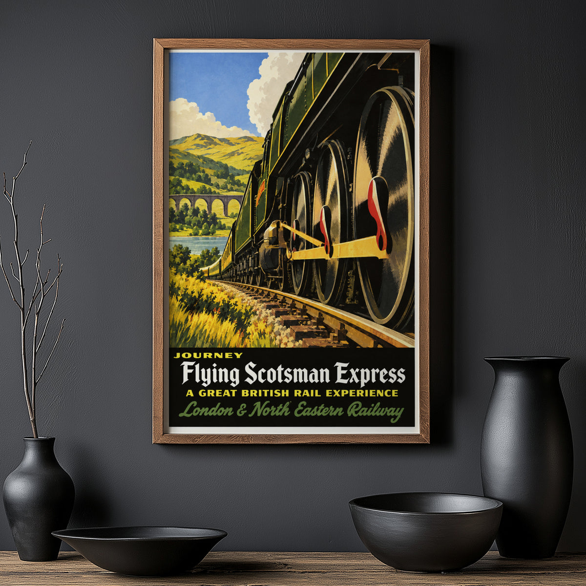 Vintage Flying Scotsman Train Print Poster, Rail Art