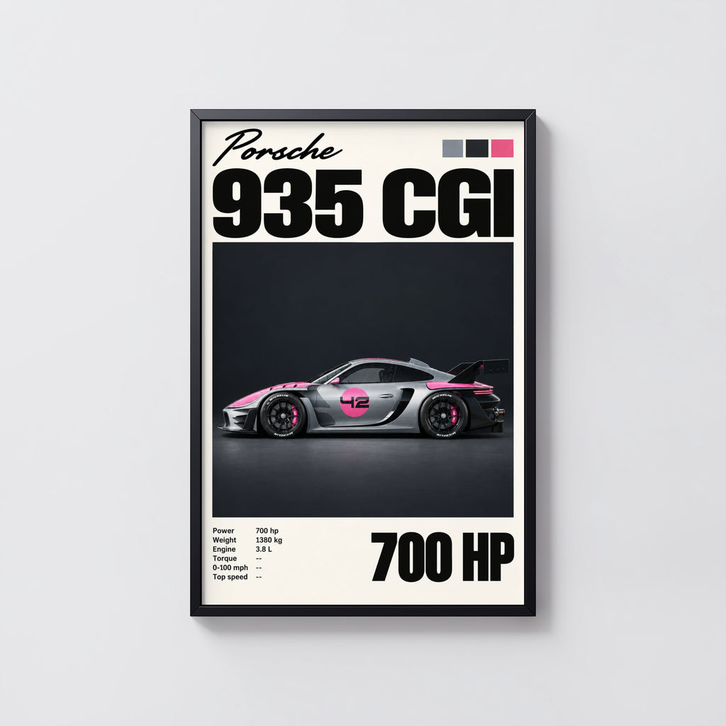 Vintage Print, Porsche 935 Racing Car Wall Art