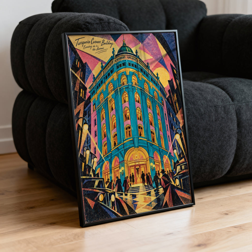 Vintage Art Deco Building Poster, City Wall Art, Print