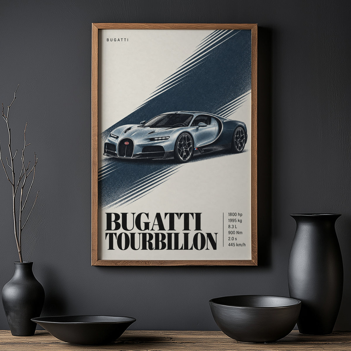 Vintage Bugatti Tourbillon Print, Supercar Wall Art