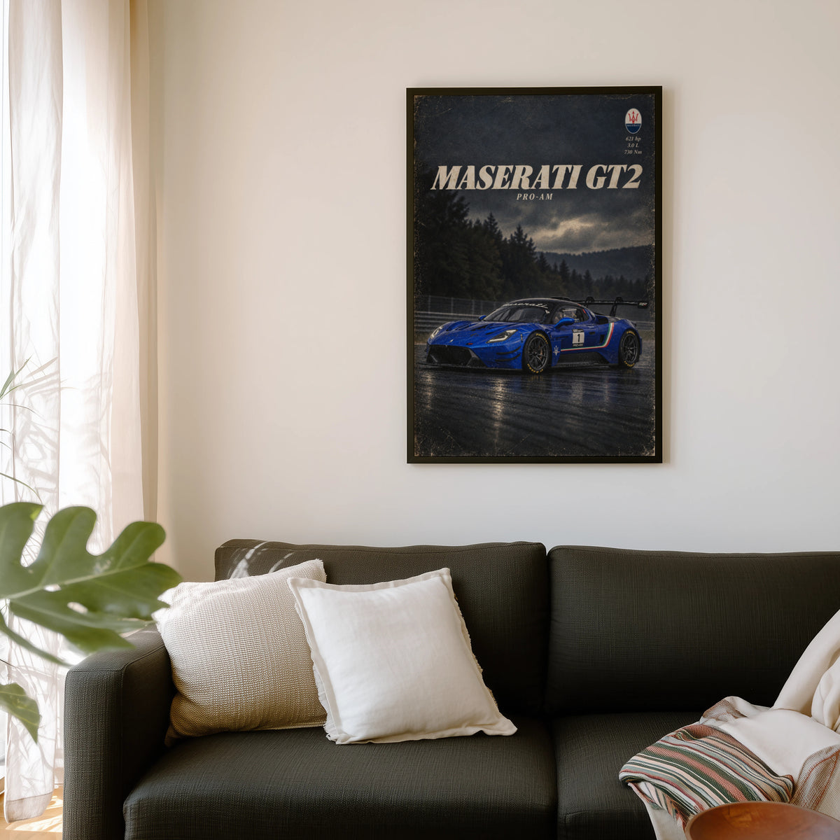 Vintage Maserati GT2 Print, Race Car Wall Art