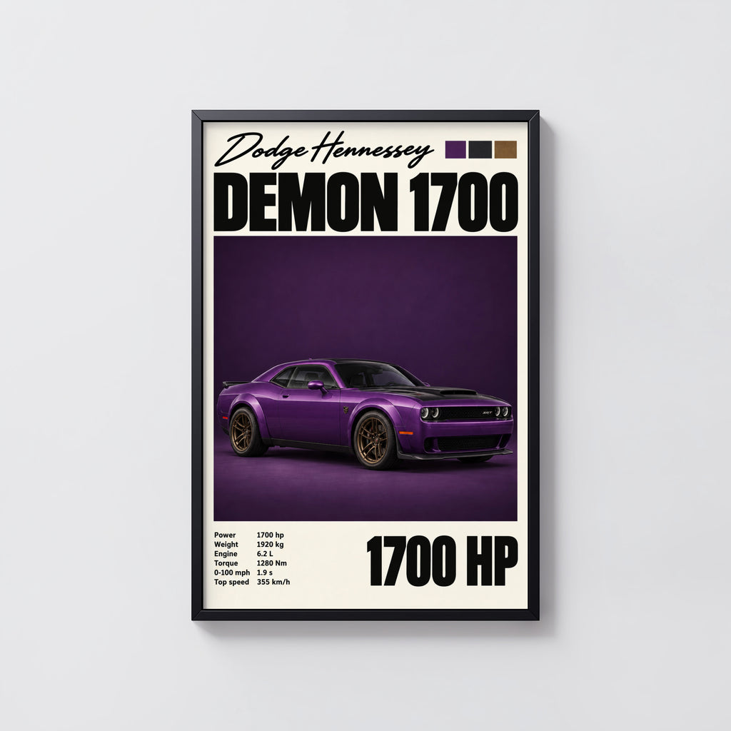 Vintage Dodge Demon Print, Purple Muscle Car Art