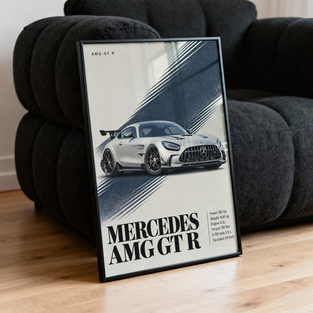 Vintage Mercedes AMG GT R Print, Car Wall Art