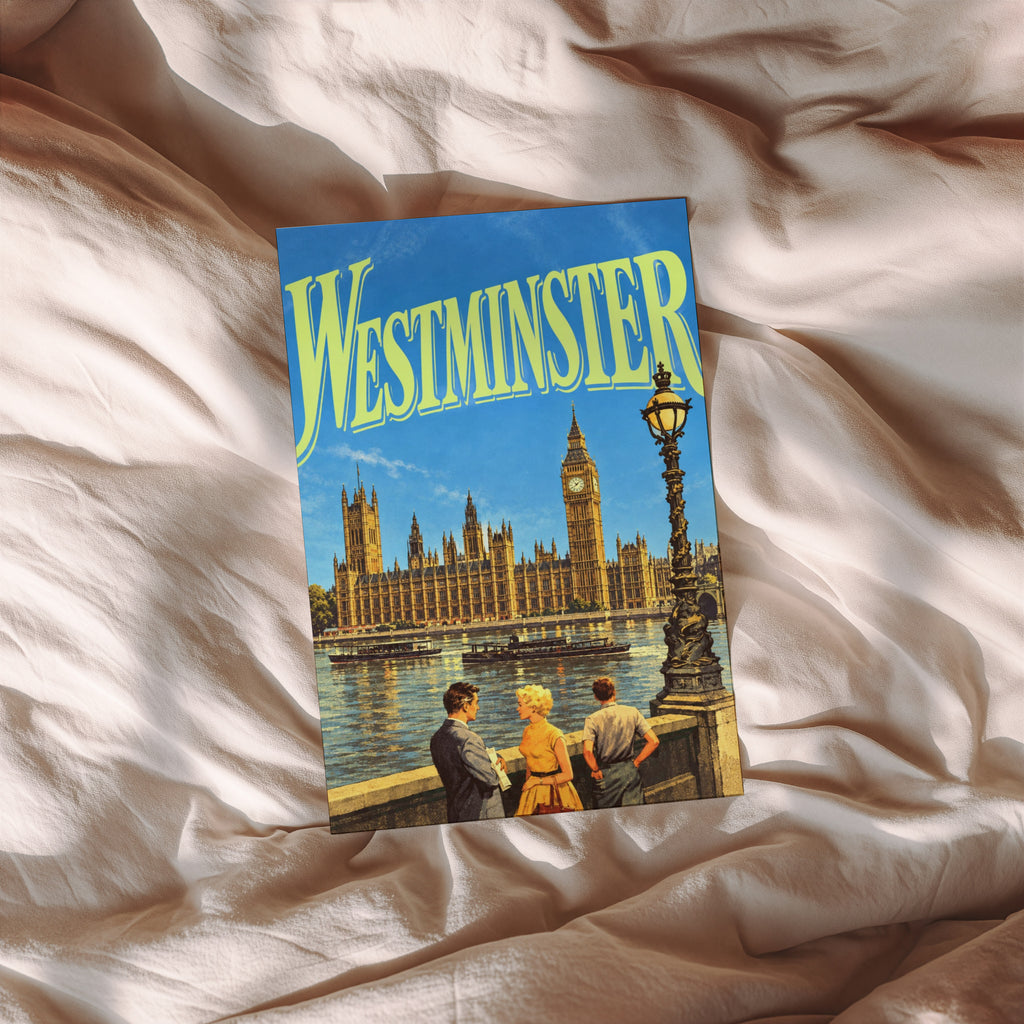 Vintage Westminster London Poster, Big Ben Wall Art Print