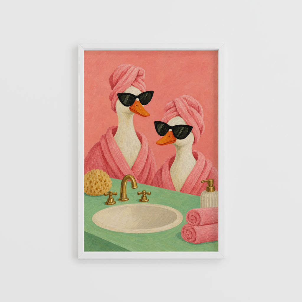 Vintage Bathroom Duck Print and Poster, Funny Wall Art