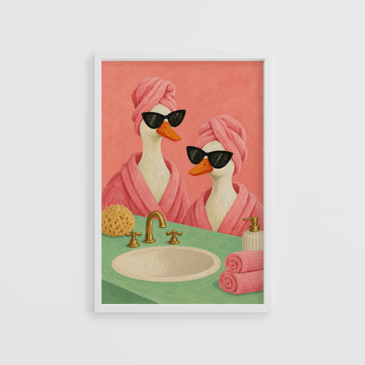Vintage Bathroom Duck Print and Poster, Funny Wall Art