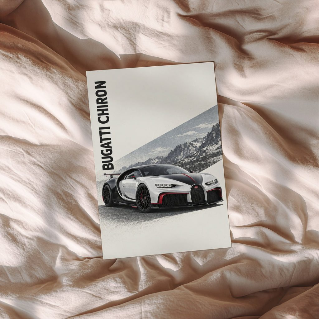 Vintage Bugatti Chiron Print, Supercar Wall Art