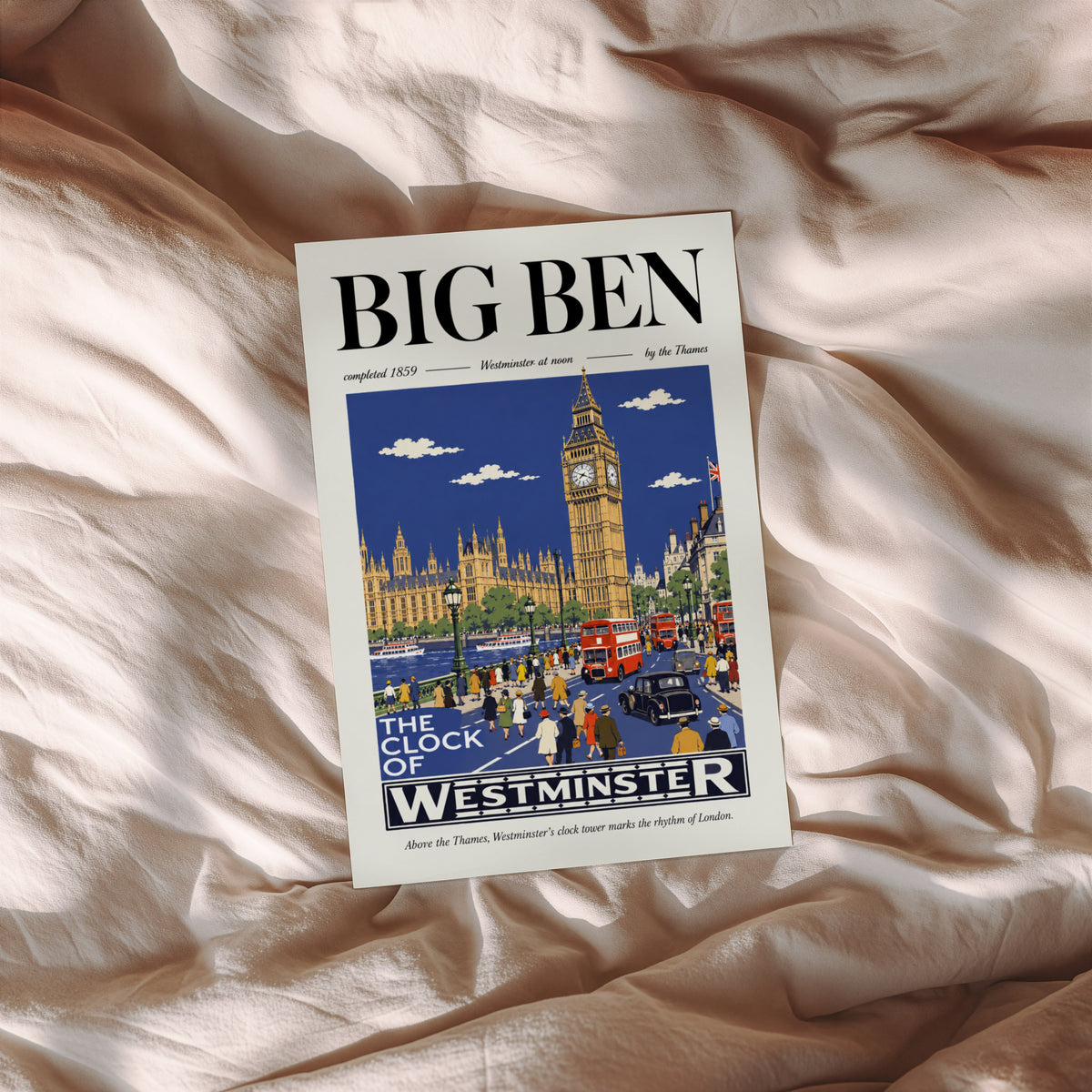 Vintage Big Ben London Poster, Westminster Wall Art Print