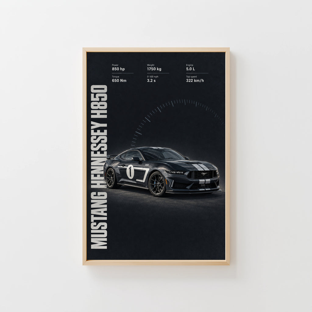 Vintage Mustang Hennessey H850 Print, Car Poster