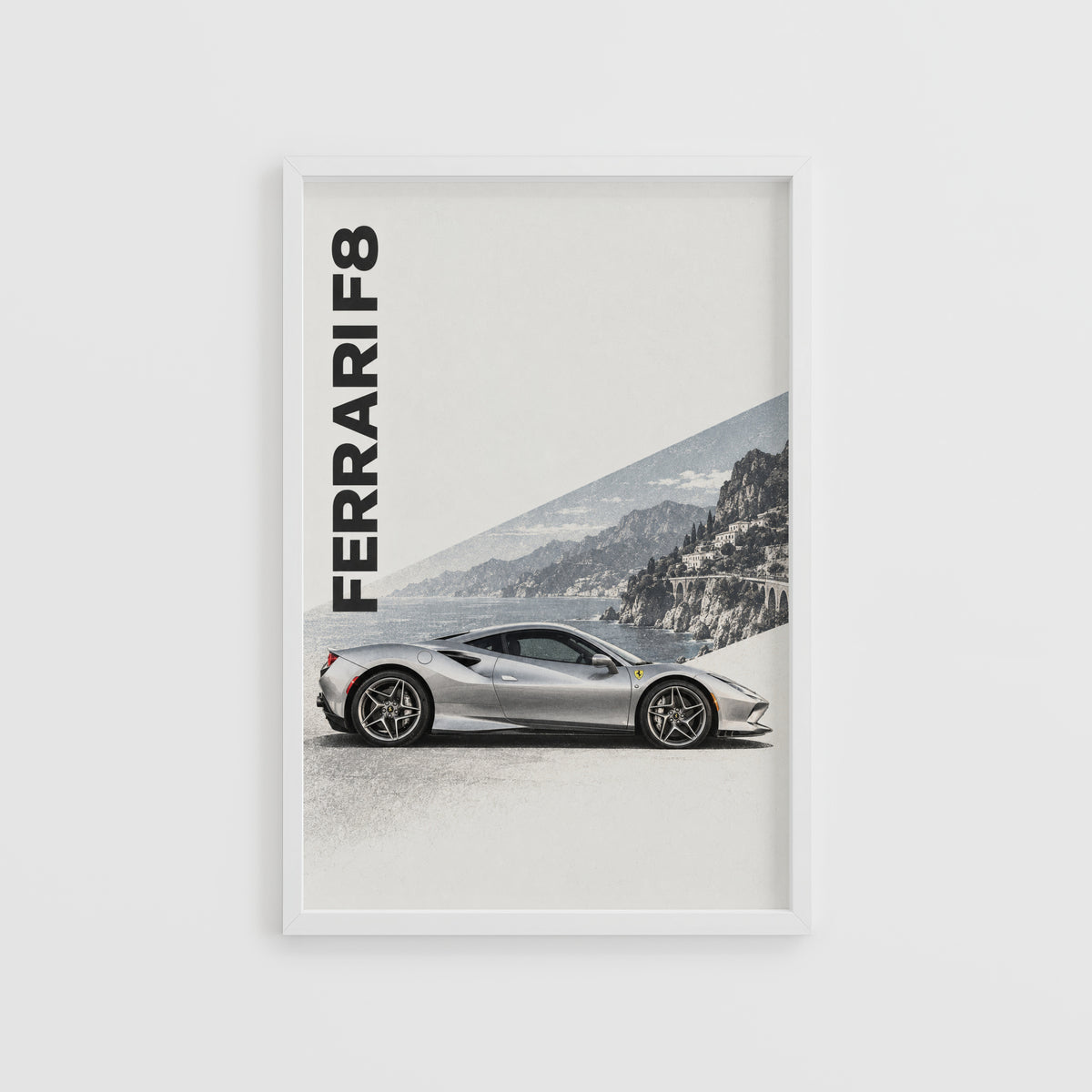 Vintage Ferrari F8 Print, Supercar Wall Art