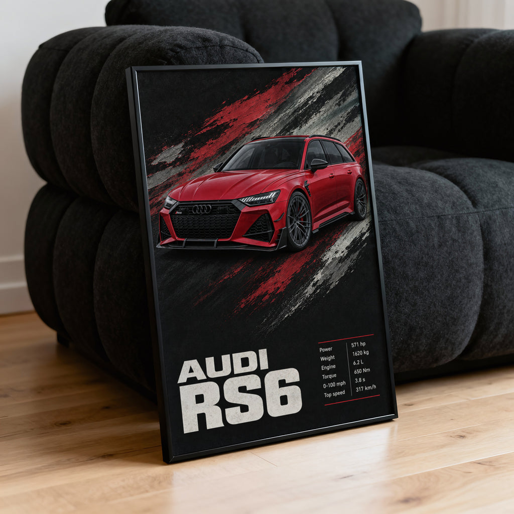 Vintage Audi RS6 Print, Car Wall Art