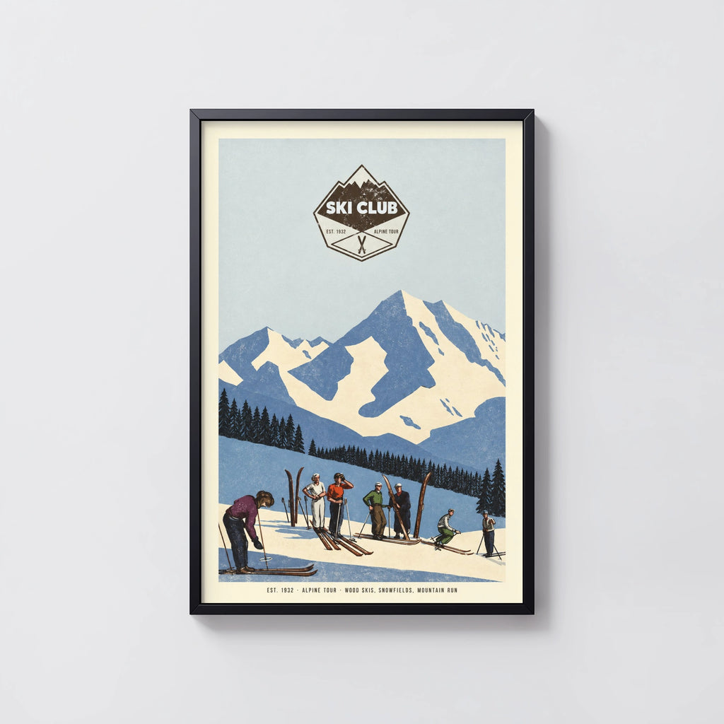 Vintage 1932 Ski Club Alpine Tour Print, Poster