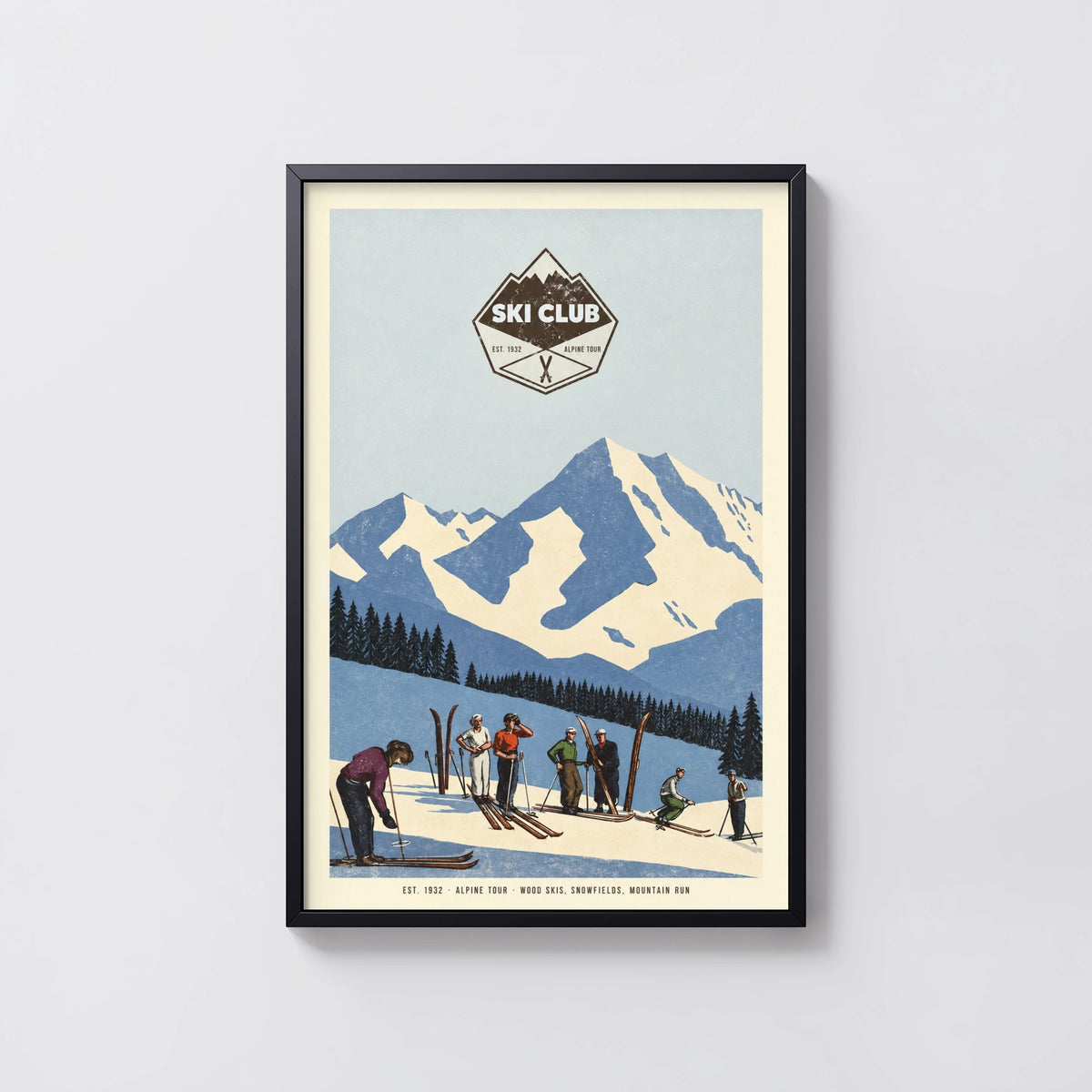 Vintage 1932 Ski Club Alpine Tour Print, Poster