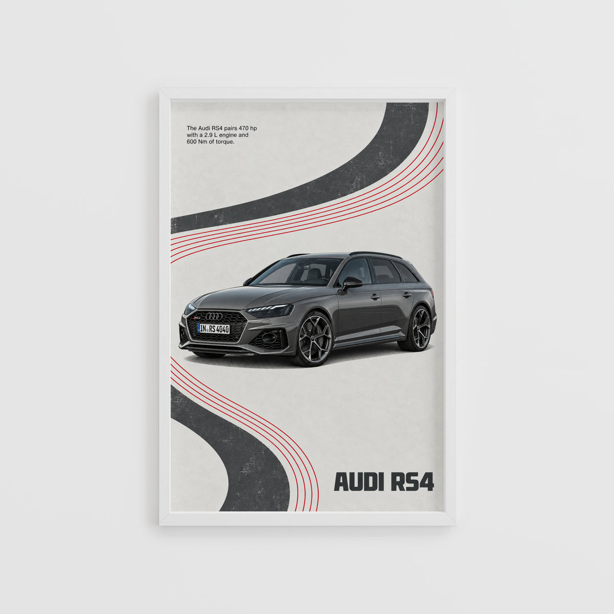 Vintage Audi RS4 Print, Estate Car Wall Art
