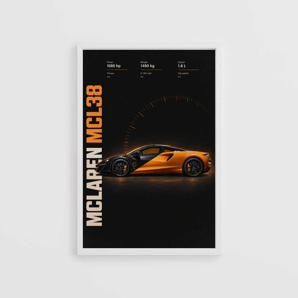 Vintage McLaren MCL38 Print, Supercar Wall Art