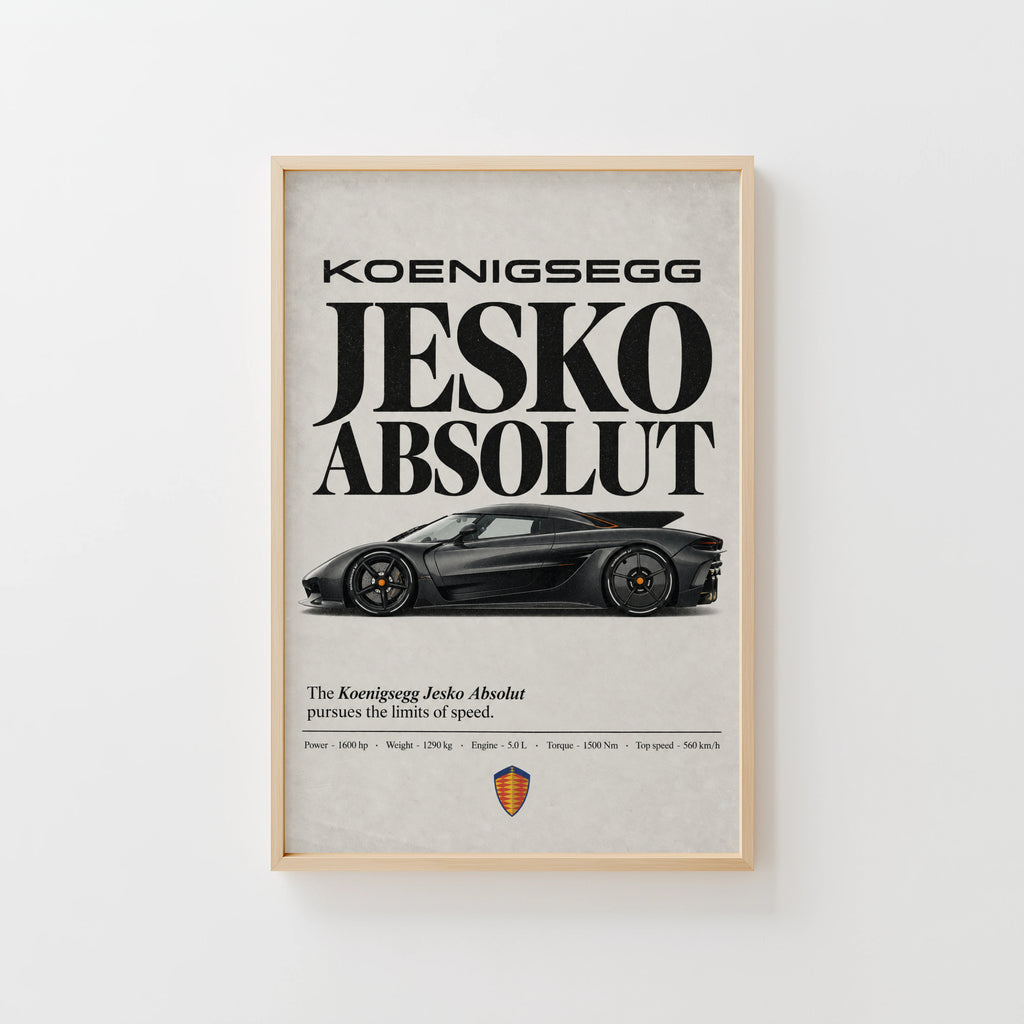 Vintage Koenigsegg Jesko Absolut Print, Car Wall Art