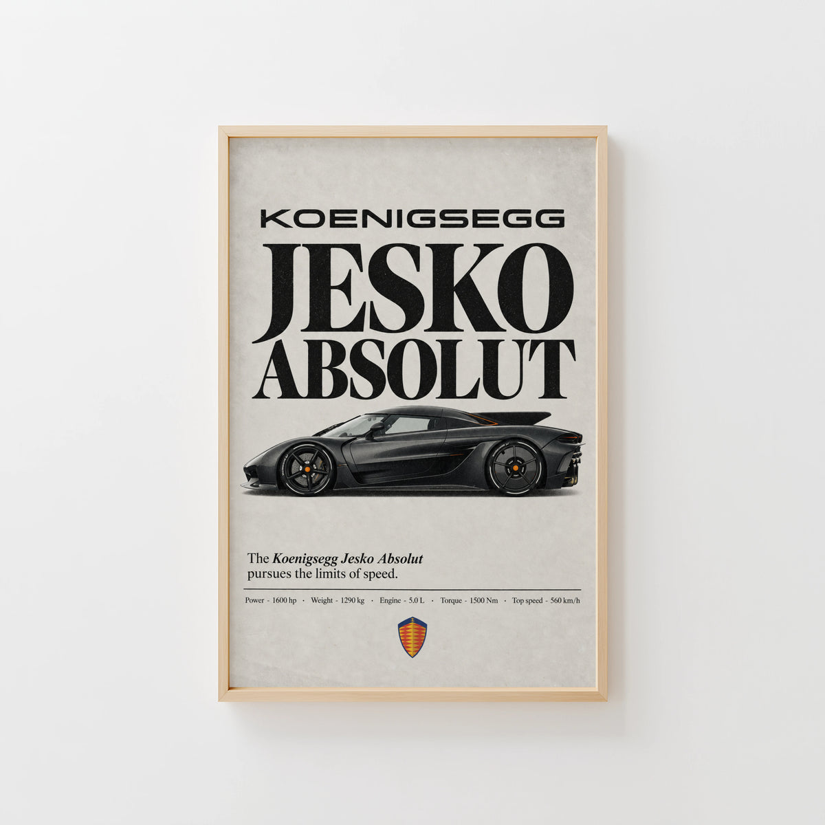 Vintage Koenigsegg Jesko Absolut Print, Car Wall Art