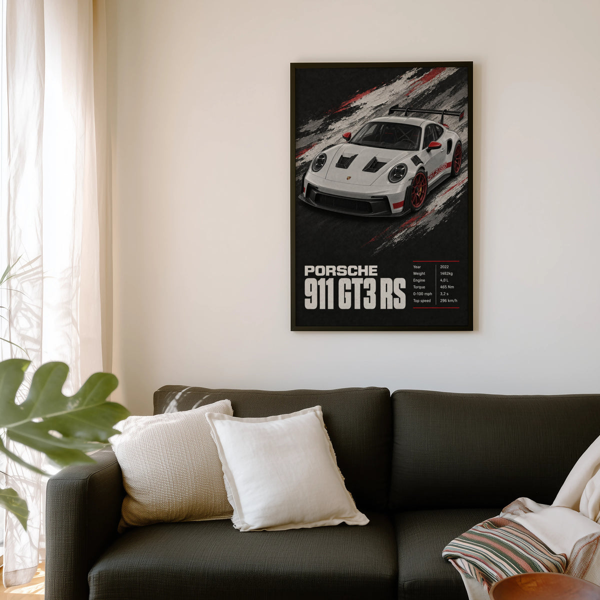 Vintage Porsche 911 GT3 RS Print, Car Poster, Wall Art