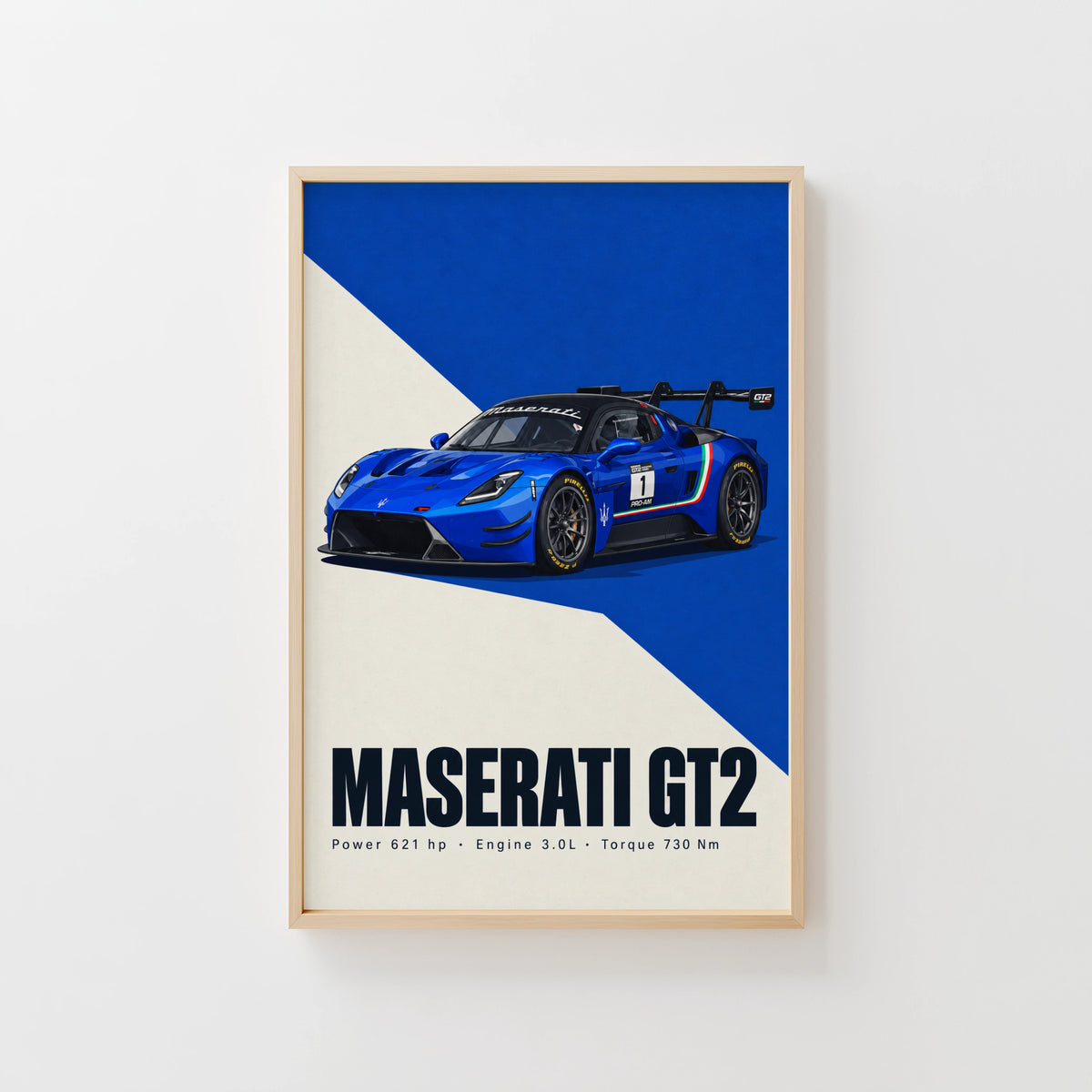 Vintage Maserati GT2 Race Car Print, Wall Art