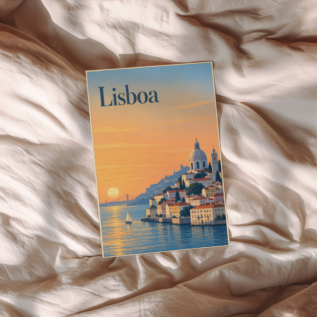 Vintage Lisbon Poster, Portugal Wall Art, Travel Print