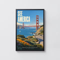 Vintage Golden Gate Bridge Poster, San Francisco Print